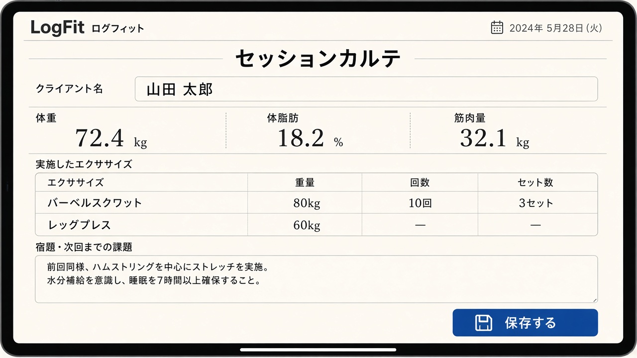 セッションカルテ画面